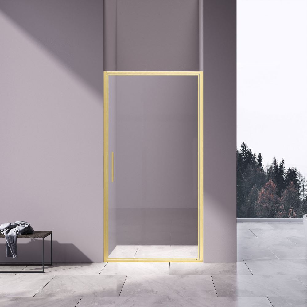 Душевая дверь Vincea Slim Золото матовое / Прозрачное